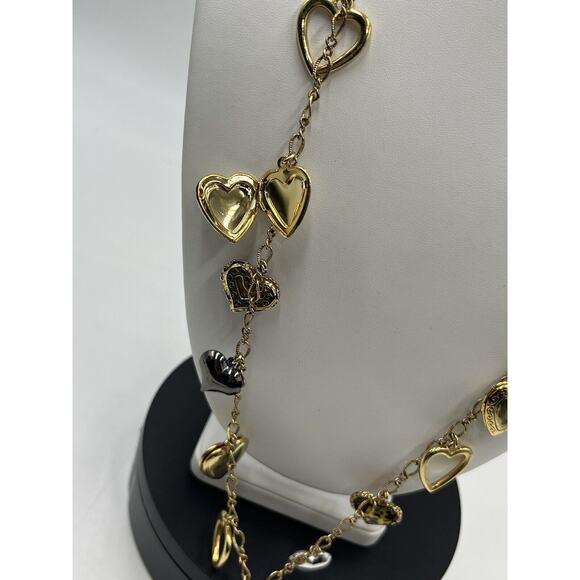 Betsey Johnson Gold & Silver Tone Multi Heart Necklace with 3 Lockets - Picture 11 of 14